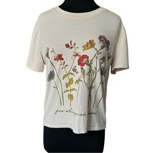 Amaryllis x Dani Austin Cream Floral Short Sleeve Tee Size Small